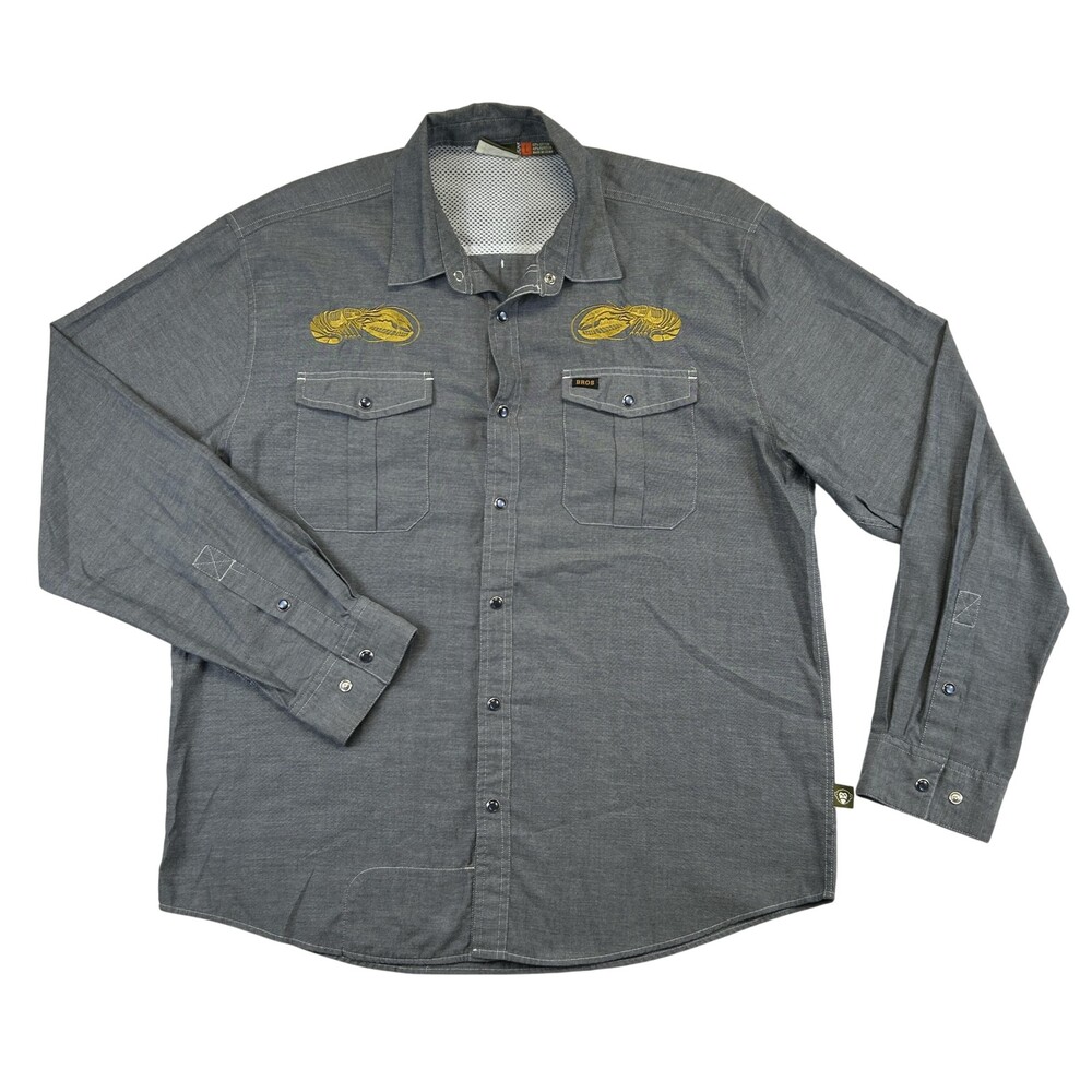 Howler Bros Shirt Mens Large Gaucho Golden Lobster Embroidered Snap Western RARE